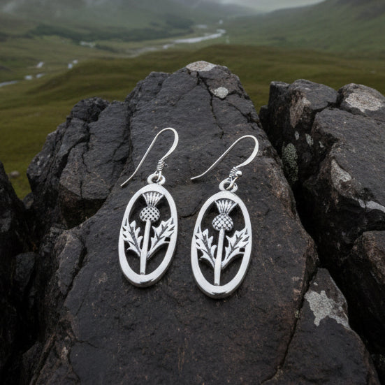 Wildwood Scottish Thistle Earrings in Sterling Silver
