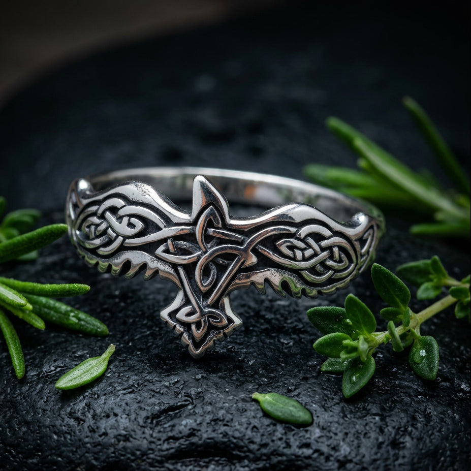 Totem Celtic Raven Ring in Sterling Silver