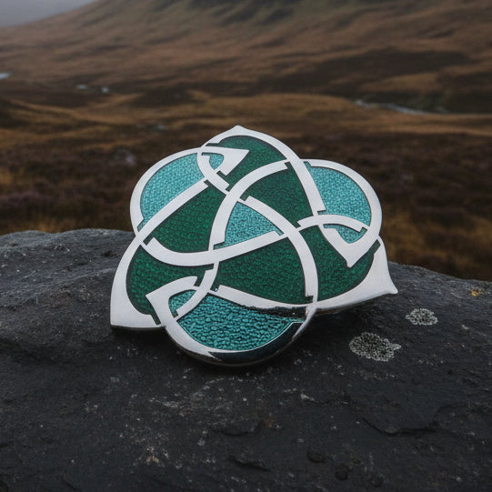 Enamel Celtic Knot Brooch in pewter