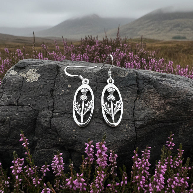 Wildwood Scottish Thistle Earrings in Sterling Silver