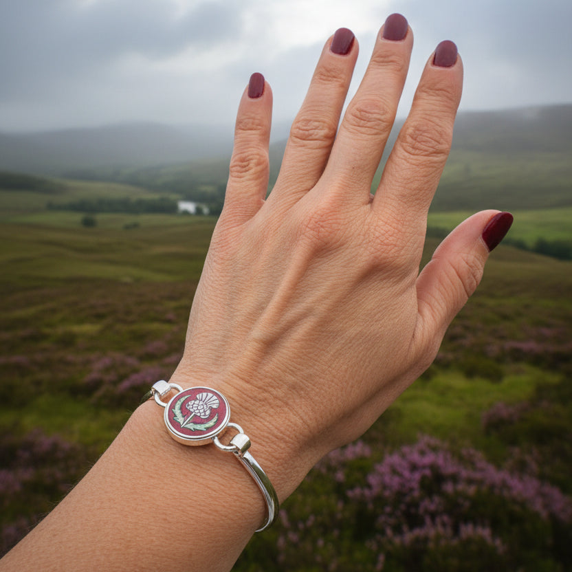 Enamel Scottish Thistle Bracelet for Women