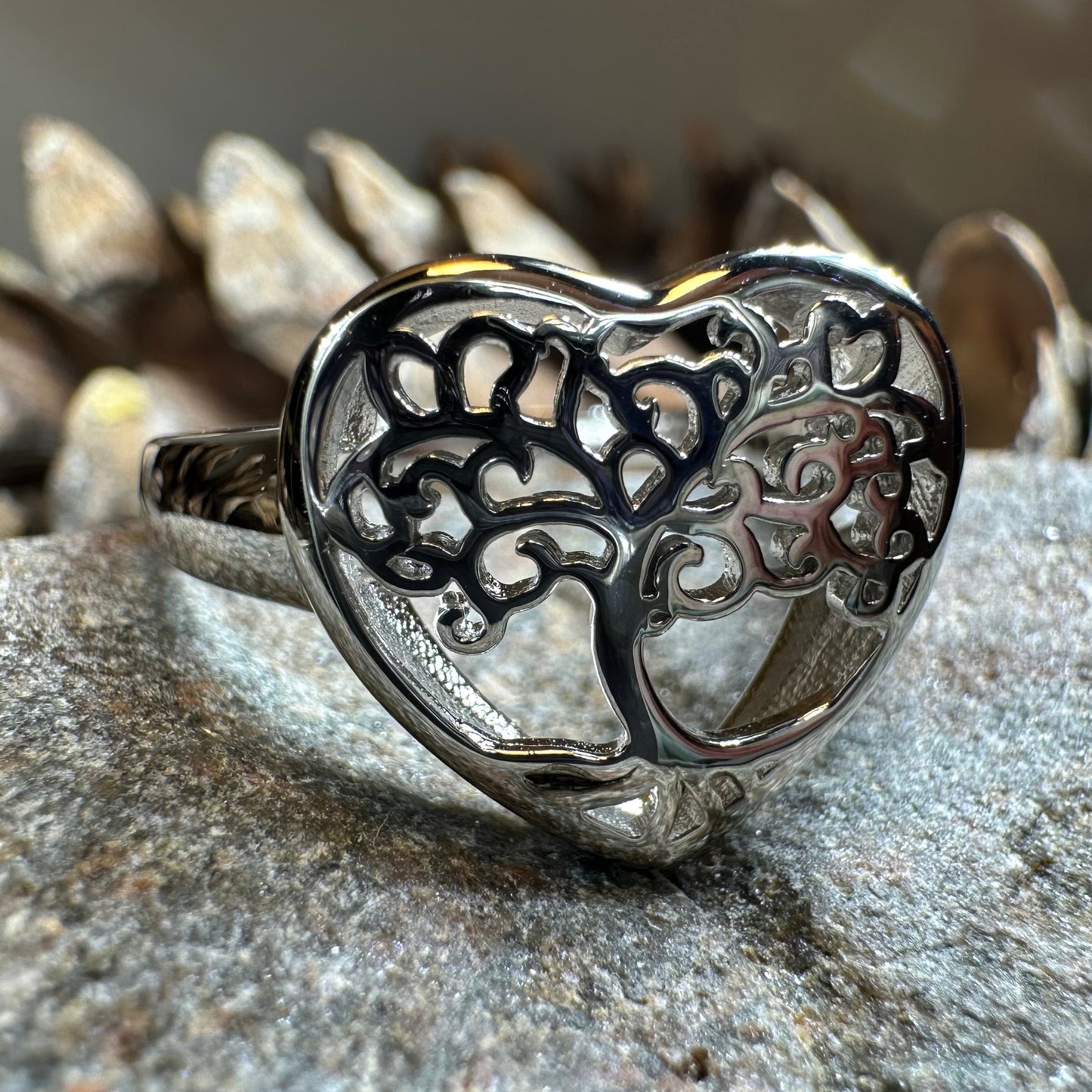 Heart Tree of Life Ring in sterling silver