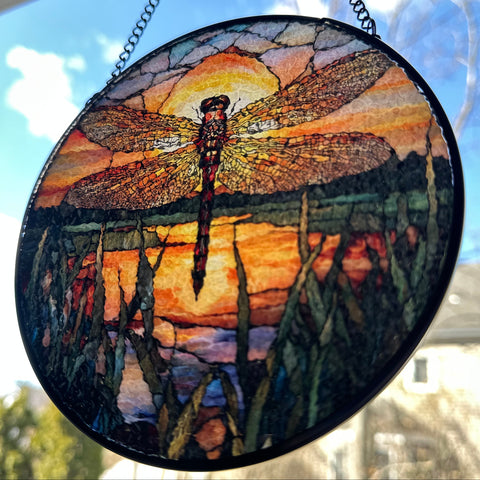 Load image into Gallery viewer, Sunset Dragonfly Suncatcher
