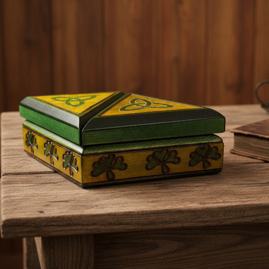 Celtic Double Trinity Knot Keepsake Box - Handmade Wooden Box