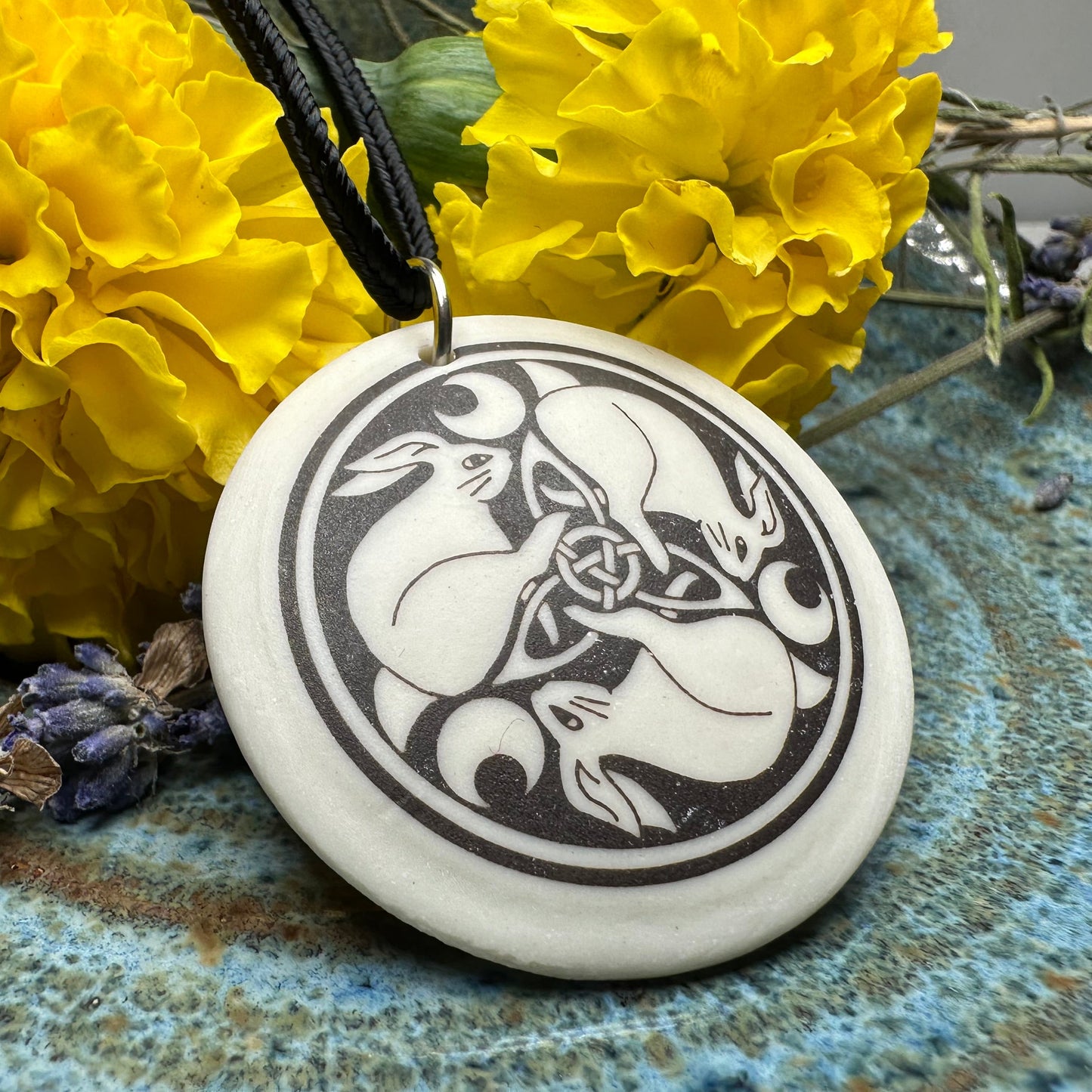 Artisan Celtic Triple Rabbit Necklace - Handmade in the U.S.A.