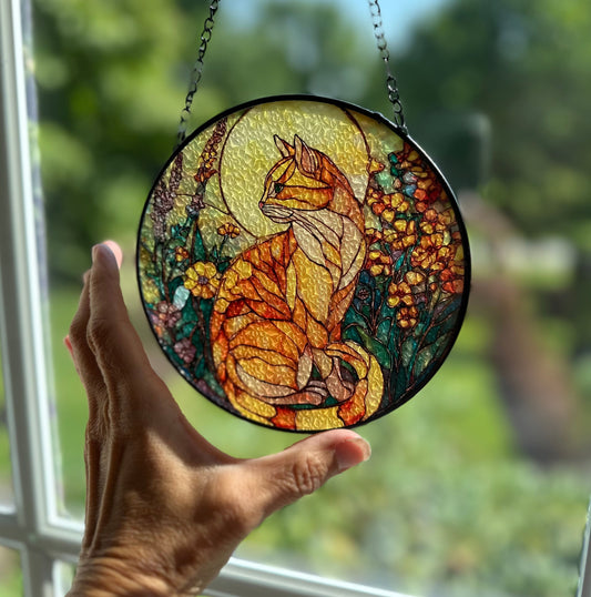 Yellow Moon Cat Suncatcher