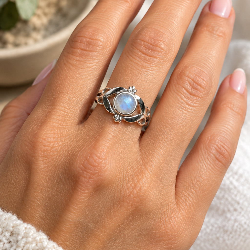 Morgan Moonstone Ring in Sterling Silver