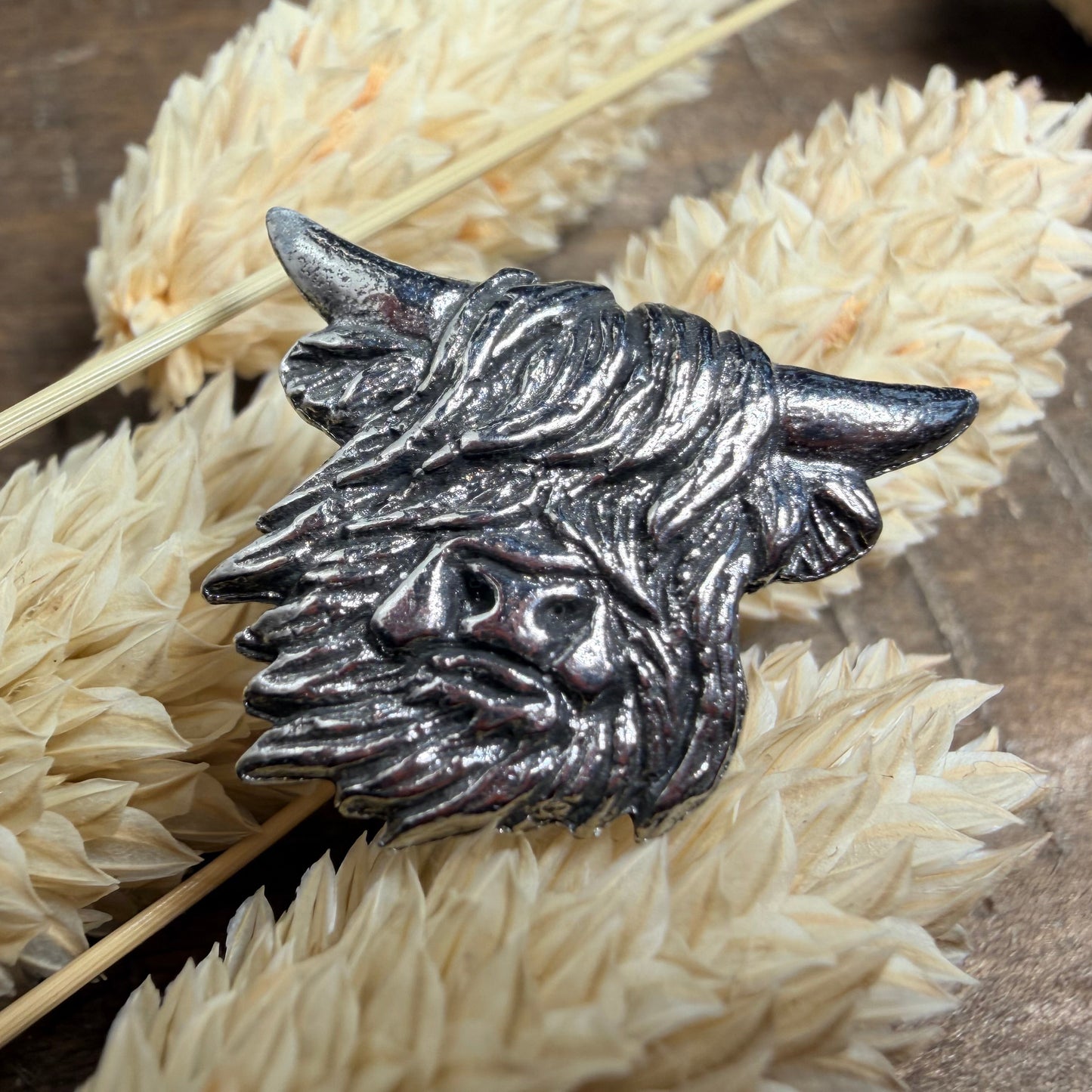 Pewter Highland Cow Lapel Pin - Handmade in Scotland