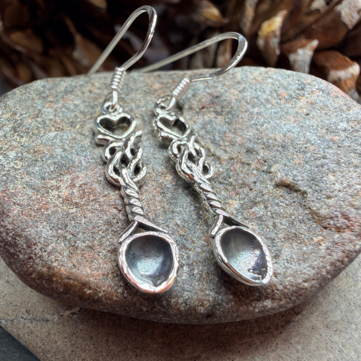 True Love Welsh Love Spoon Earrings in Sterling Silver
