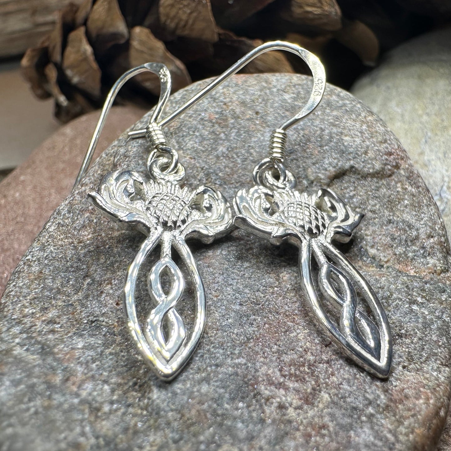 Branka Scottish Thistle Earrings in Sterling Silver — view 3