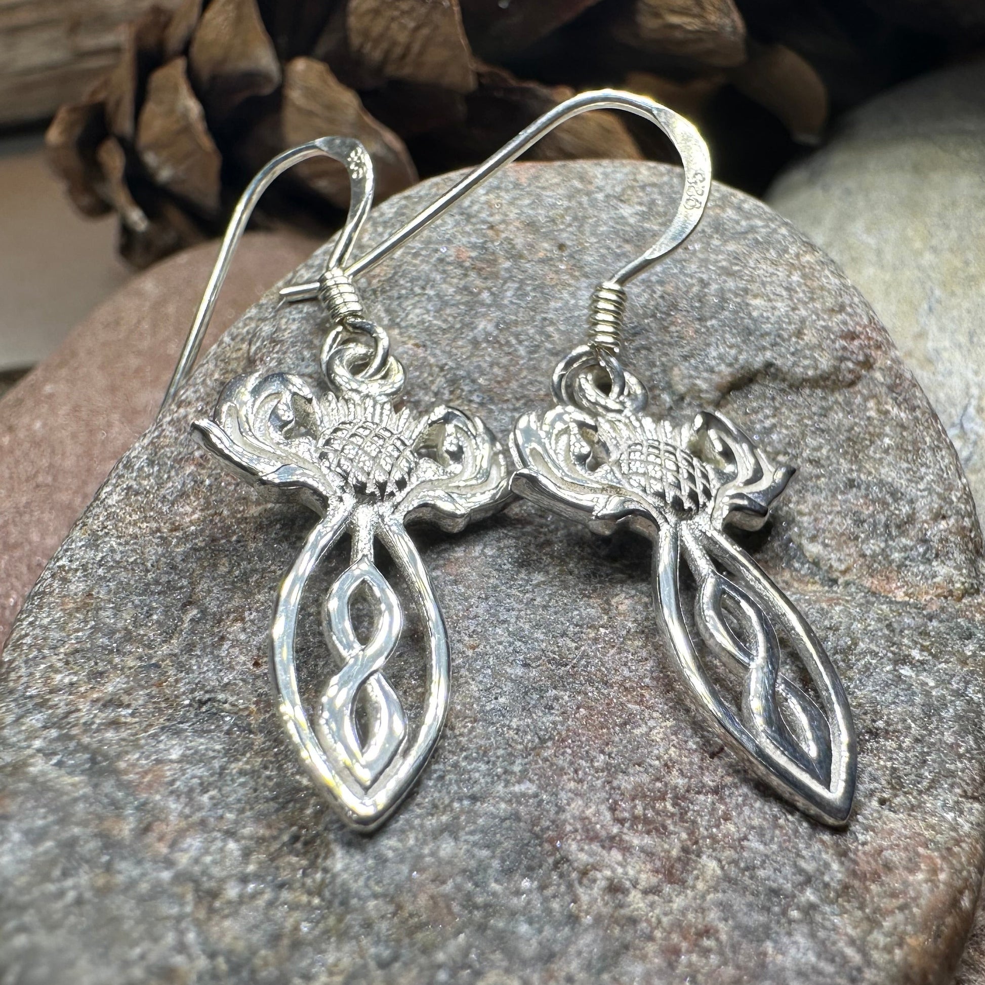 Branka Scottish Thistle Earrings in Sterling Silver — view 3