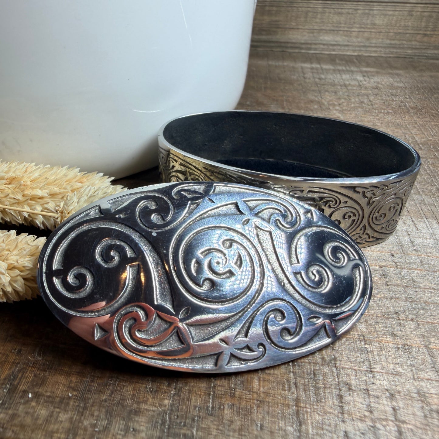 Oval Celtic Spiral Trinket Box - Handmade in Pewter
