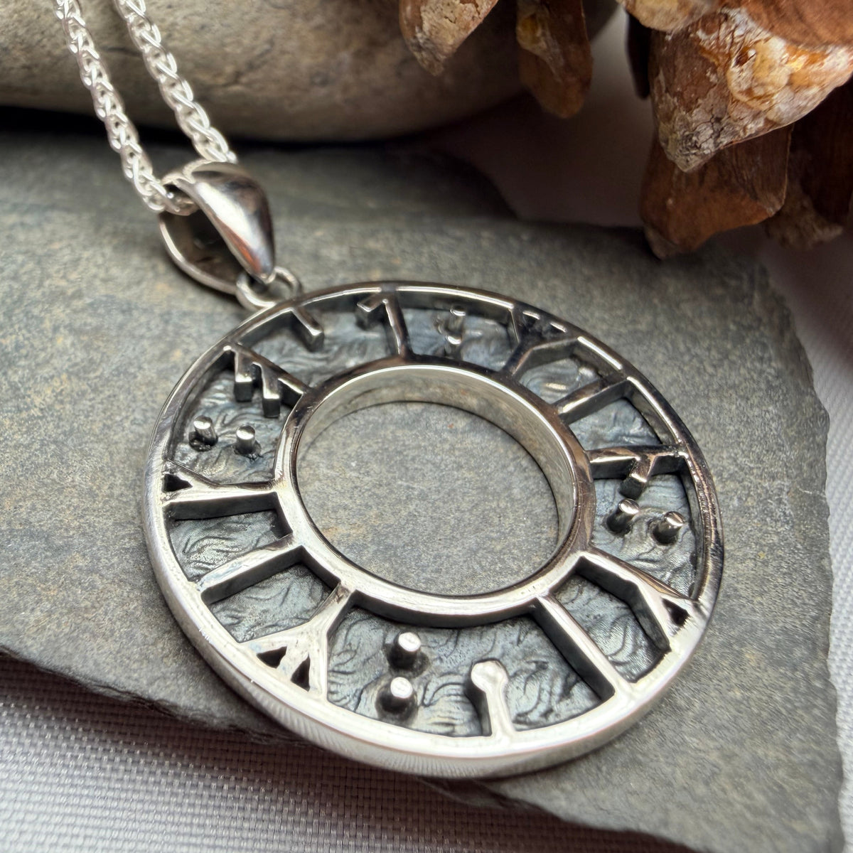 "My Love, Kiss Me" Norse Runes Necklace in Sterling Silver