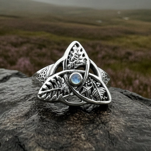 Oak Ash Thorn Moonstone Ring in Sterling Silver