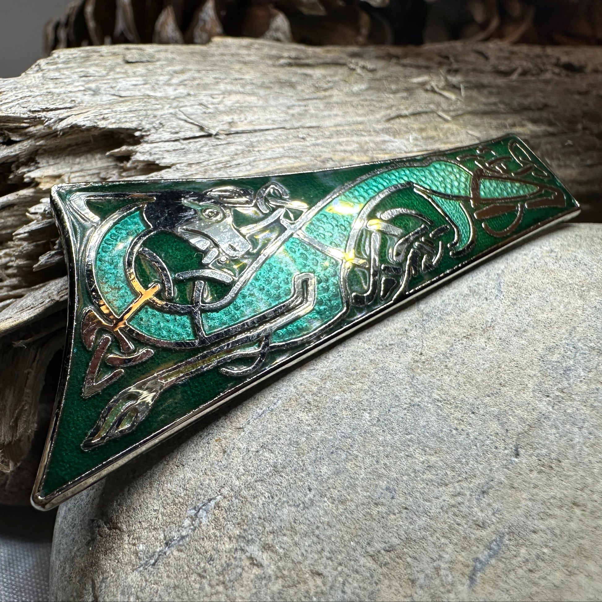 Long Celtic Dragon Brooch — view 2