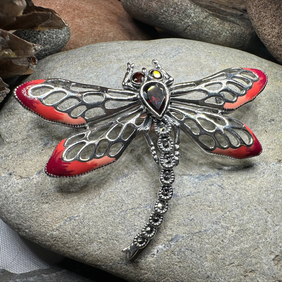 Damsel Dragonfly Marcasite Brooch — view 8