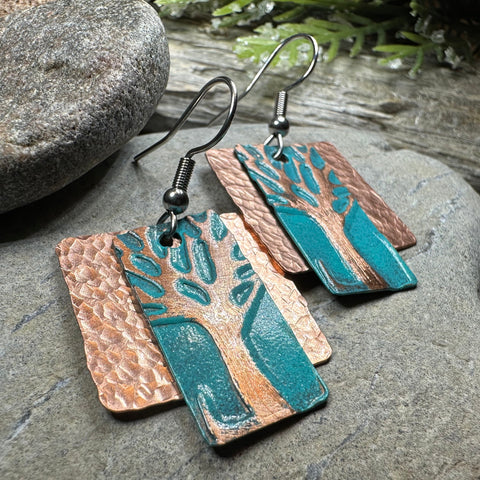Load image into Gallery viewer, Forestmist Tree of Life Copper Earrings
