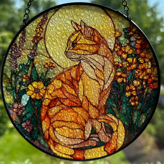 Yellow Moon Cat Suncatcher