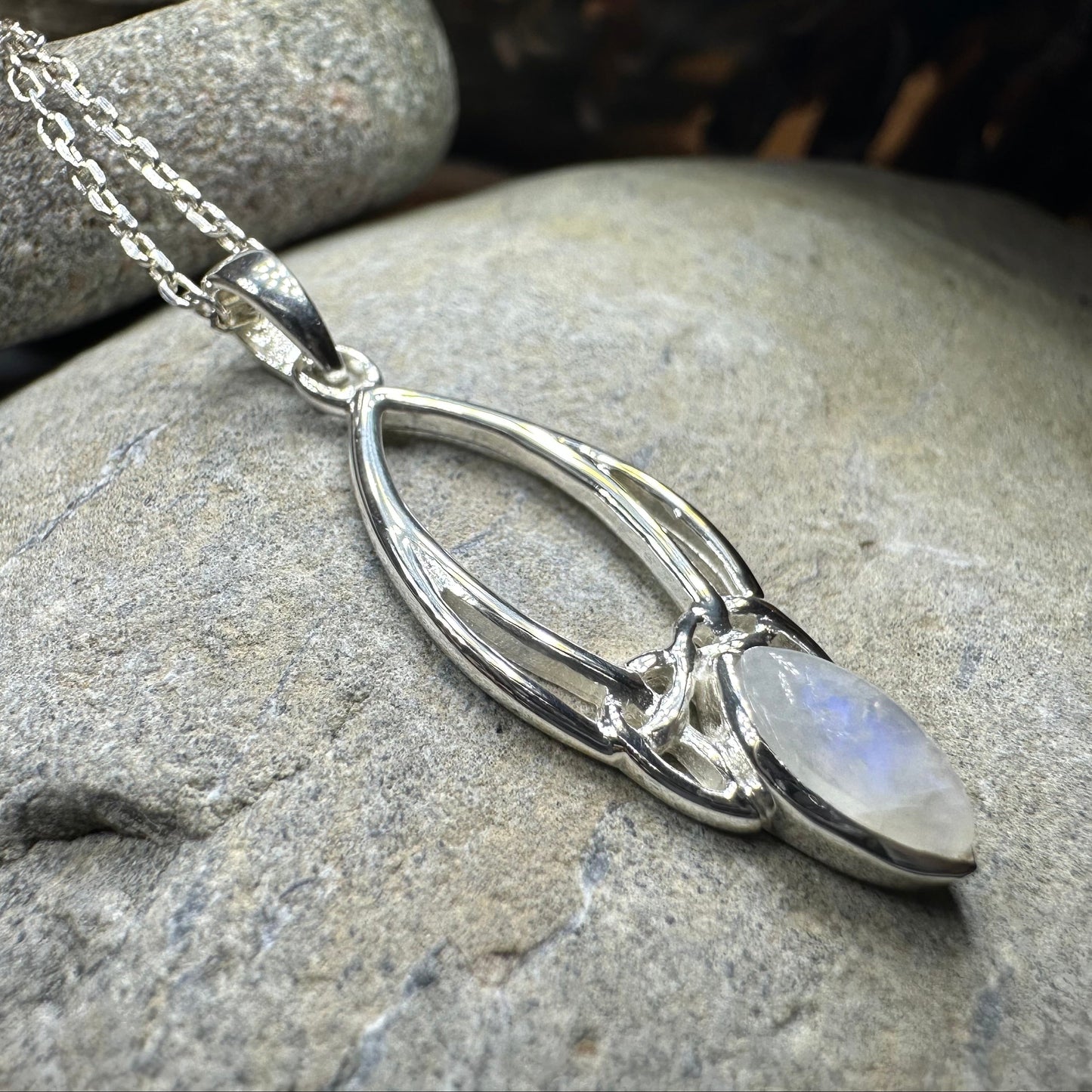 Elegant Moonstone Celtic Trinity Knot Necklace — view 4