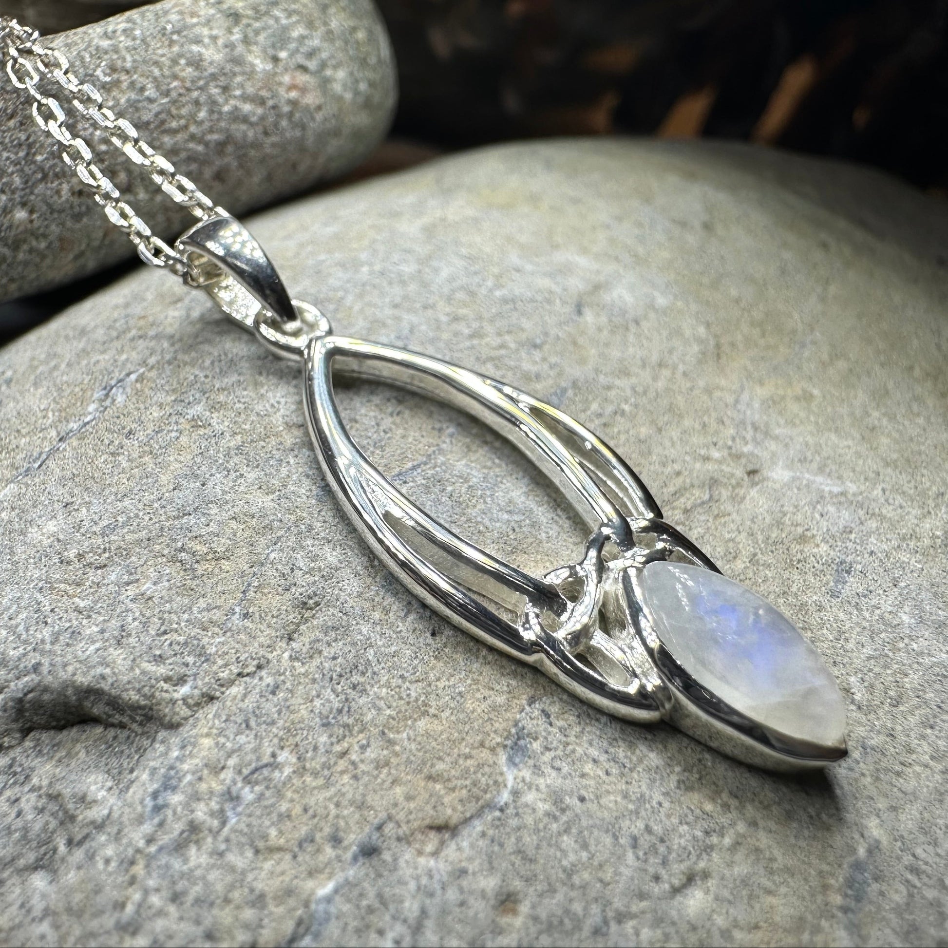 Elegant Moonstone Celtic Trinity Knot Necklace — view 4