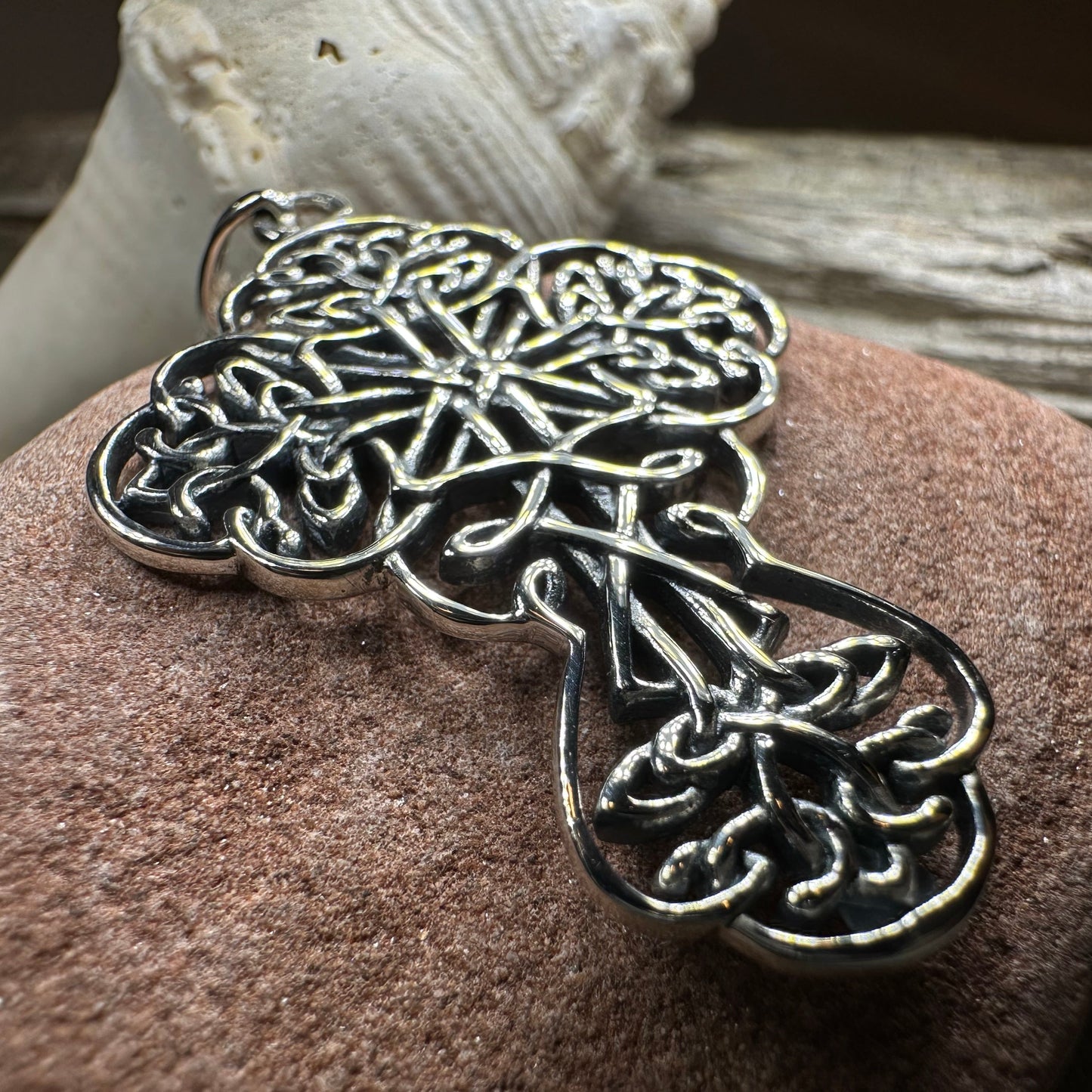 Amiens Celtic Cross Necklace in Sterling Silver