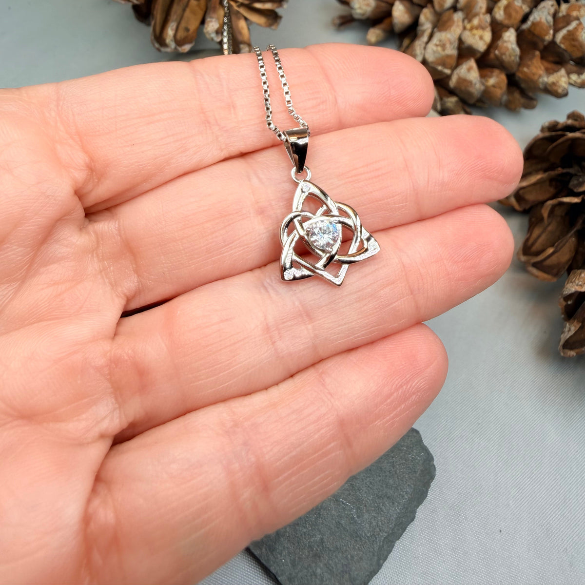 Trinity Love Knot Necklace in Sterling Silver
