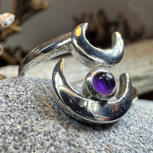 Double Crescent Moon Ring in Sterling Silver — view 3