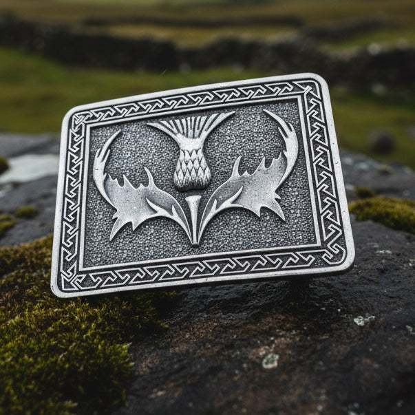 Bold Scottish Thistle Kilt Belt Buckle - Handmade in Scotland