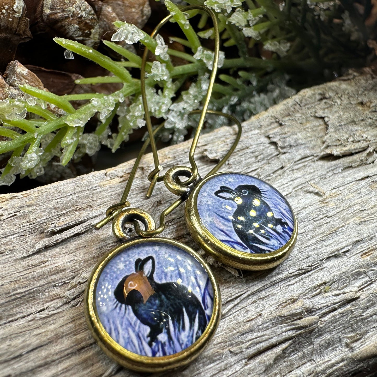 Twilight Rabbit Art Earrings