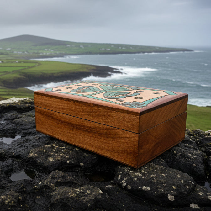 Celtic Shamrock Keepsake Box - Handmade Wooden Box