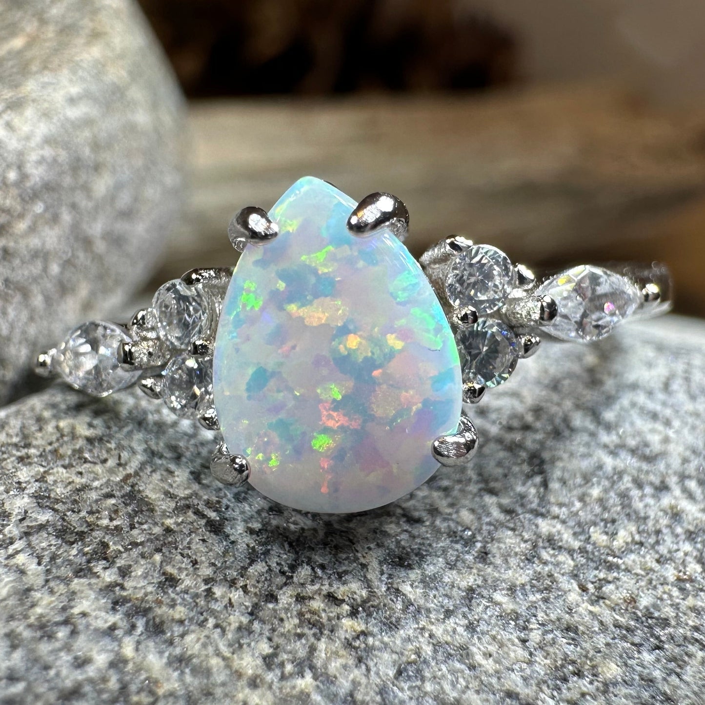 Allure White Fire Opal Ring
