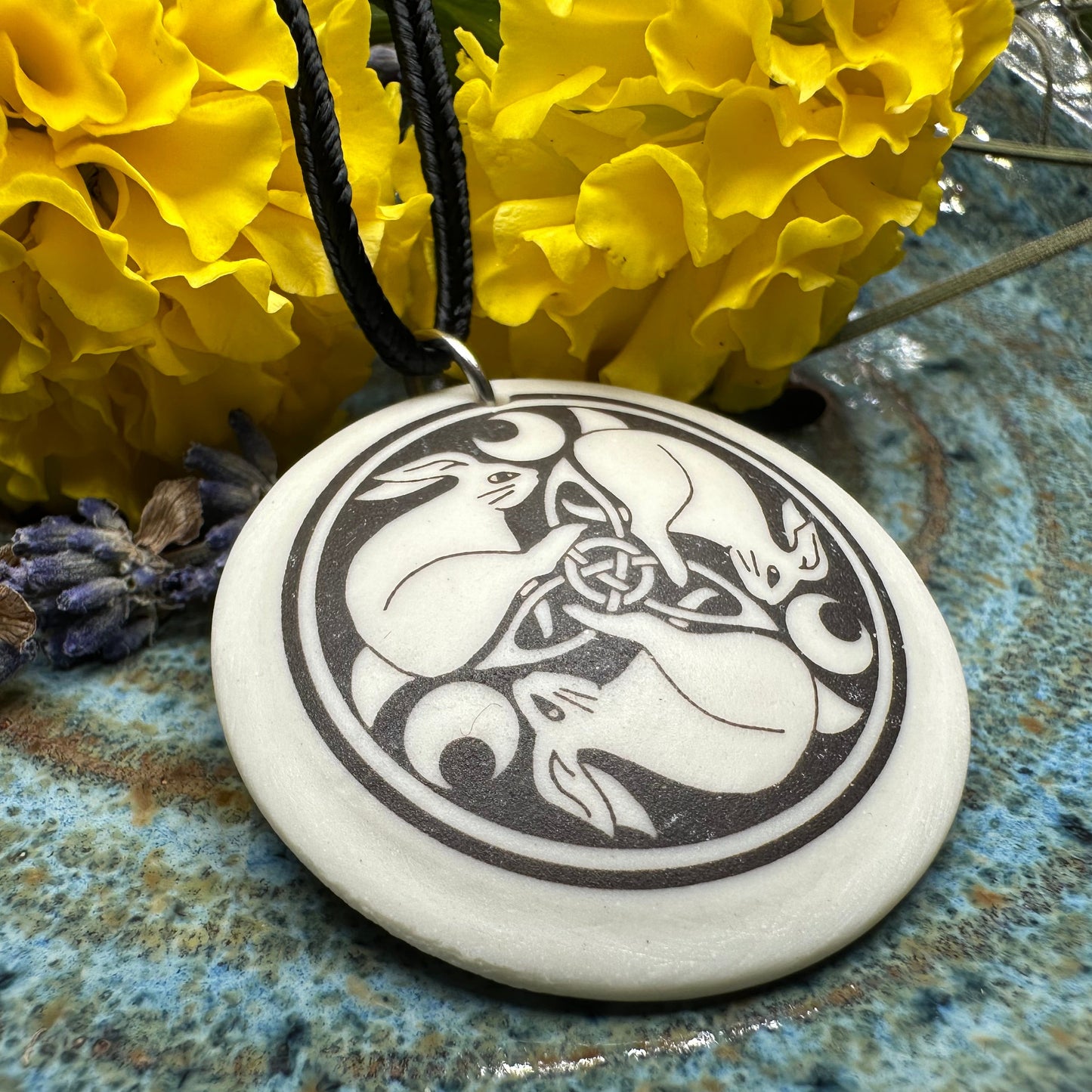 Artisan Celtic Triple Rabbit Necklace - Handmade in the U.S.A.