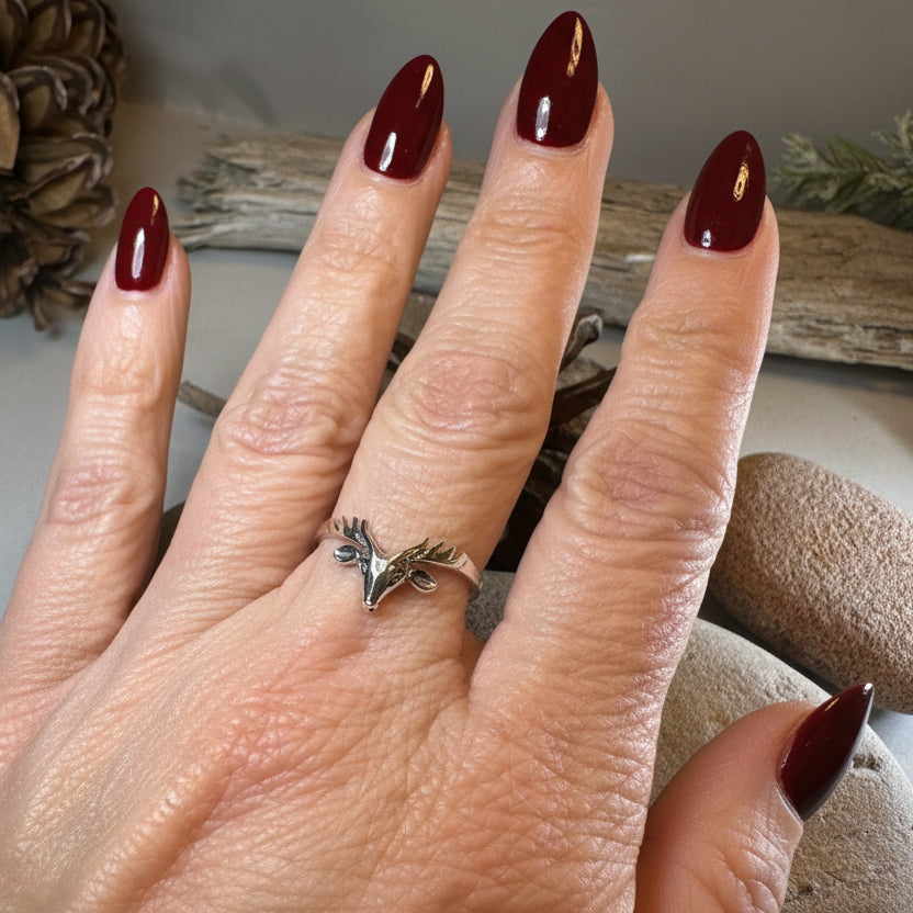 Celtic Stag Ring in Sterling Silver