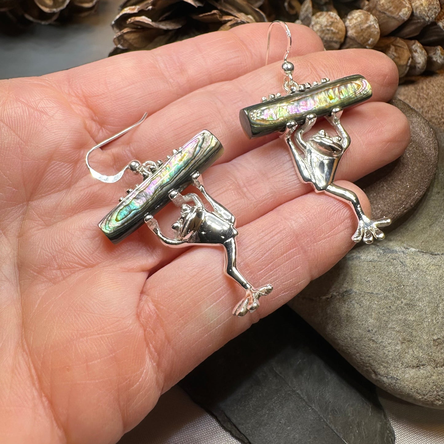Abalone Frog Earrings — view 4