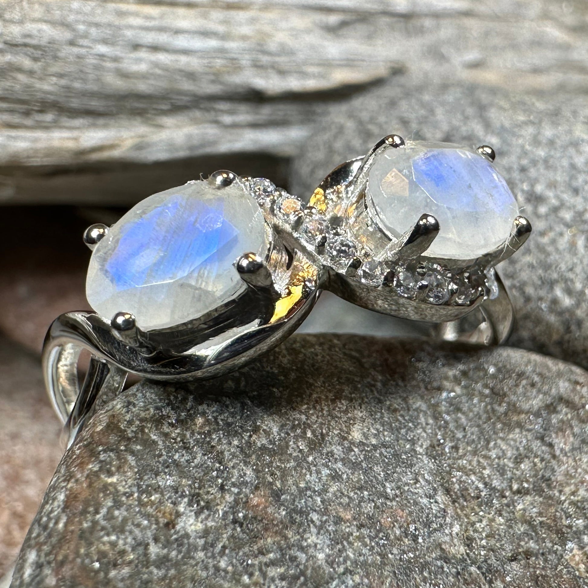 Moonstone Infinity Promise Ring in silver