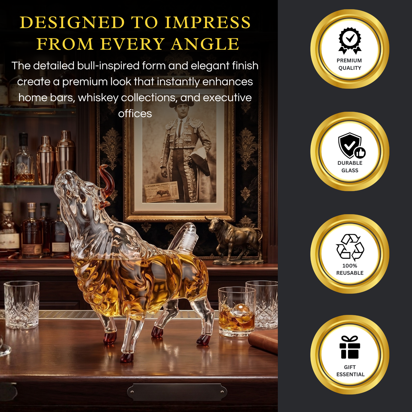 Charging Bull Liquor Decanter