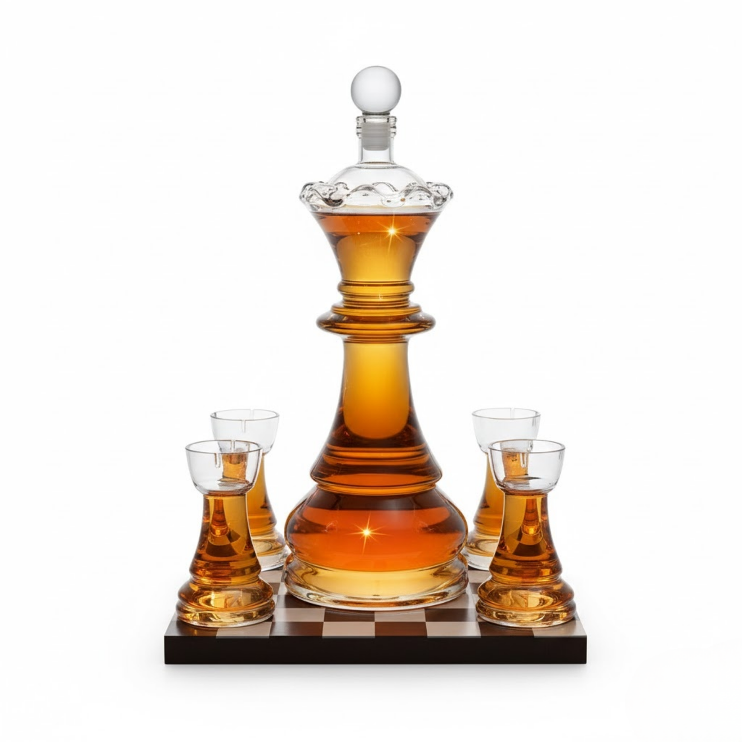 Chess Decanter Set with 2 Rook Shot Glasses