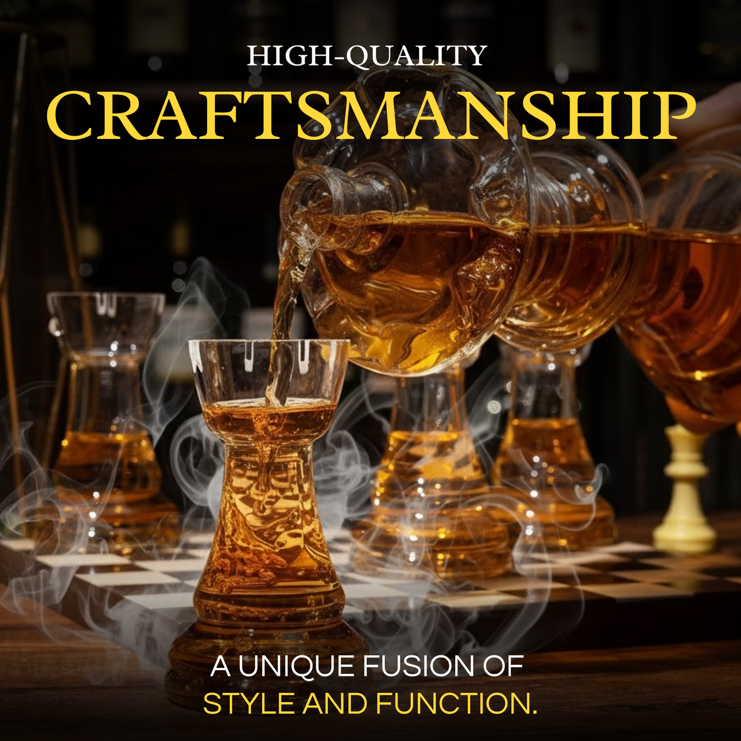 Chess Decanter Set with 2 Rook Shot Glasses