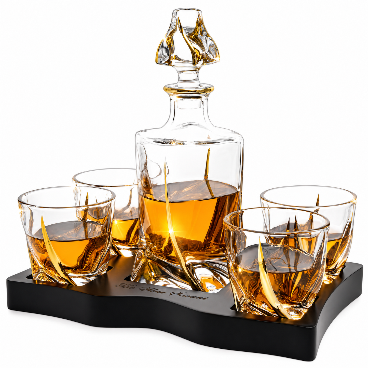 Ember Gilded Japanese Whisky Decanter Set with 4 Tumbler Glasses