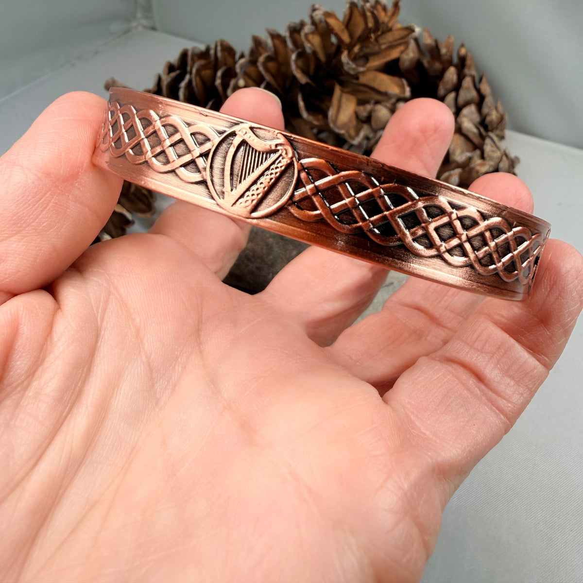 Celtic Irish Harp Copper Cuff Bracelet