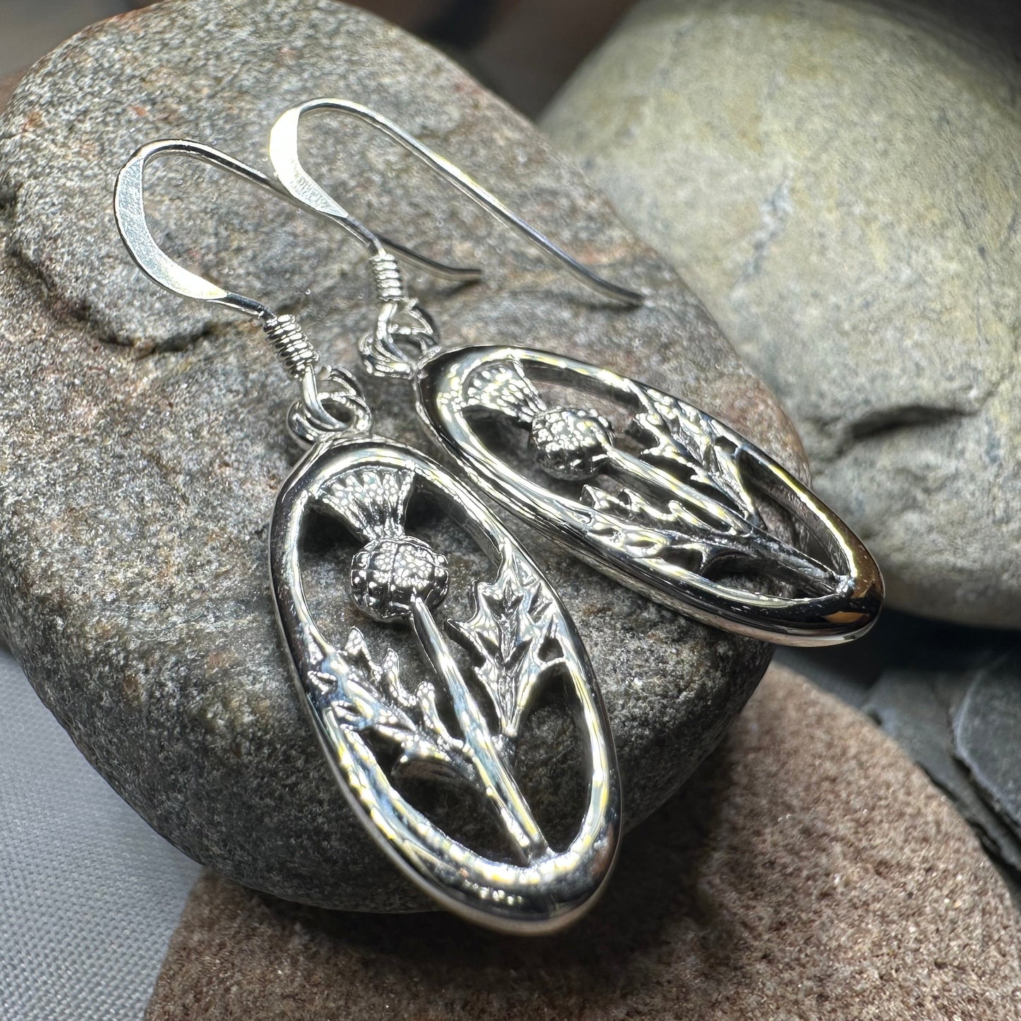 Wildwood Scottish Thistle Earrings in Sterling Silver