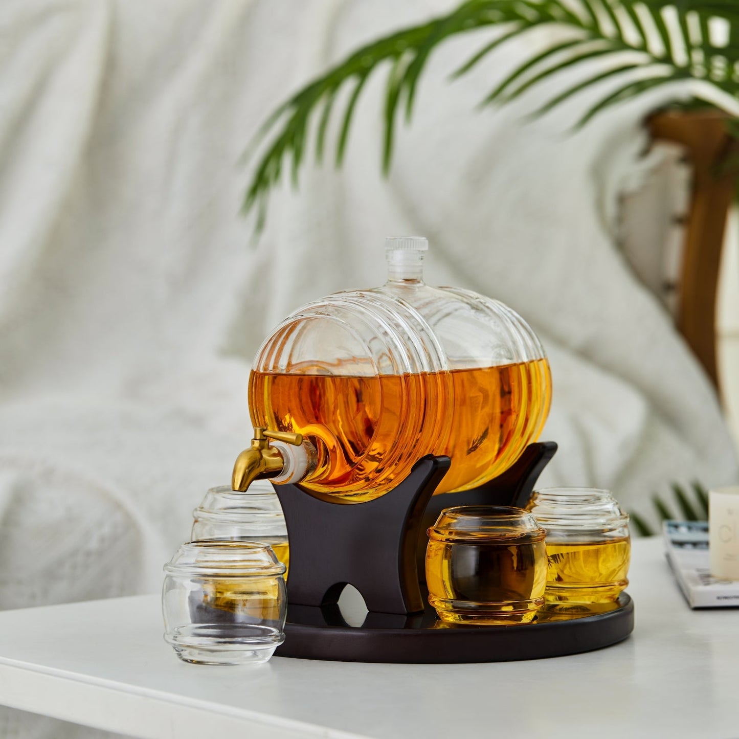 Barrel Whiskey Decanter & Glasses Set