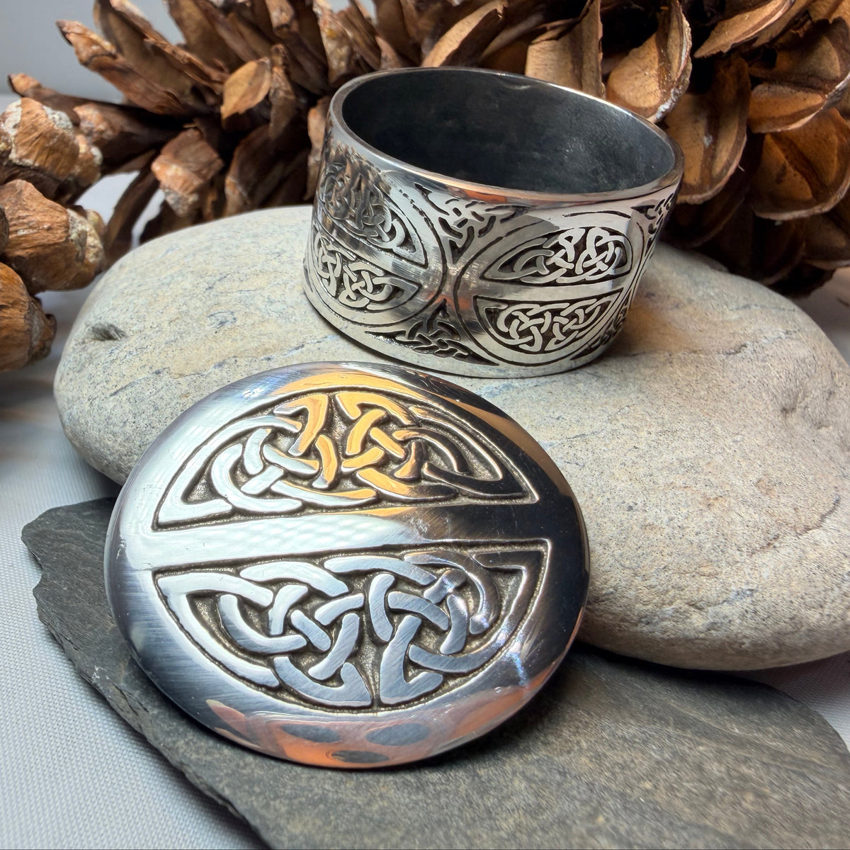 Small Oval Celtic Trinket Box - Handmade in Pewter