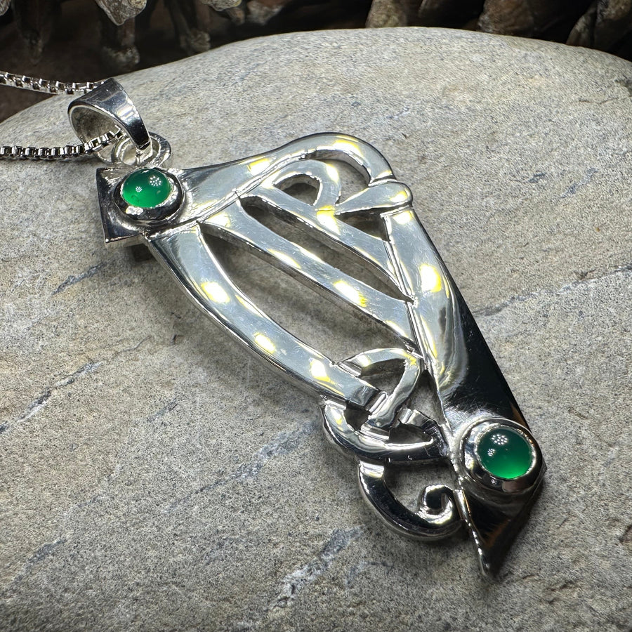 Artisan Large Irish Harp Necklace - Made in Ireland