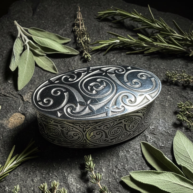 Oval Celtic Spiral Trinket Box - Handmade in Pewter