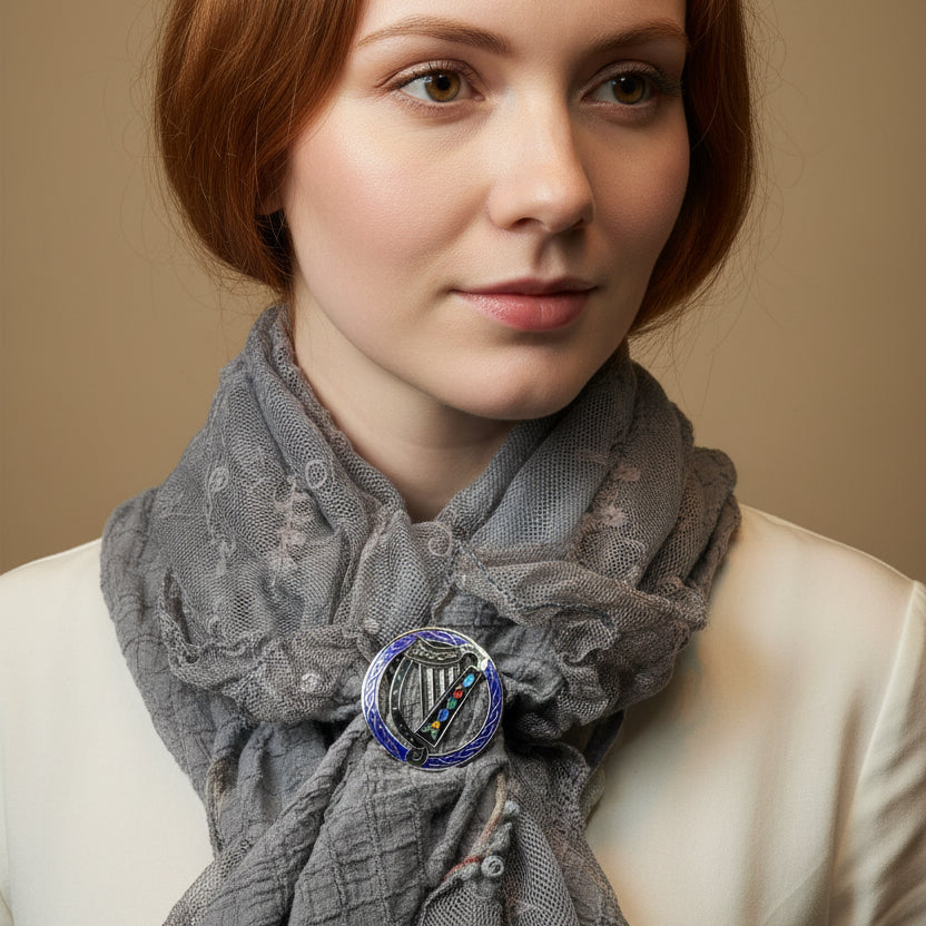 Enamel Irish Celtic Harp Scarf Ring