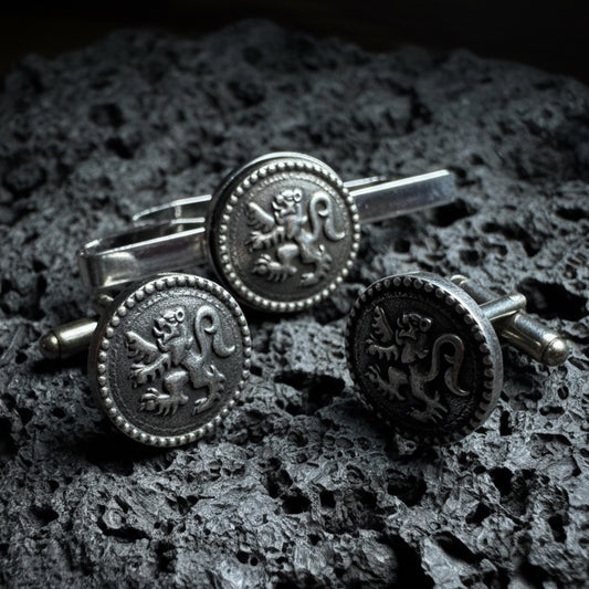Lion of Scotland Cuff Links & Tie Bar Set - Handmade in Scotland
