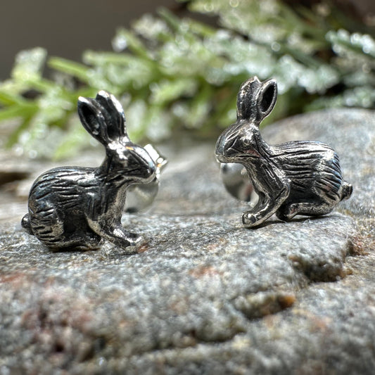 Noble Rabbit Stud Earrings in Sterling Silver