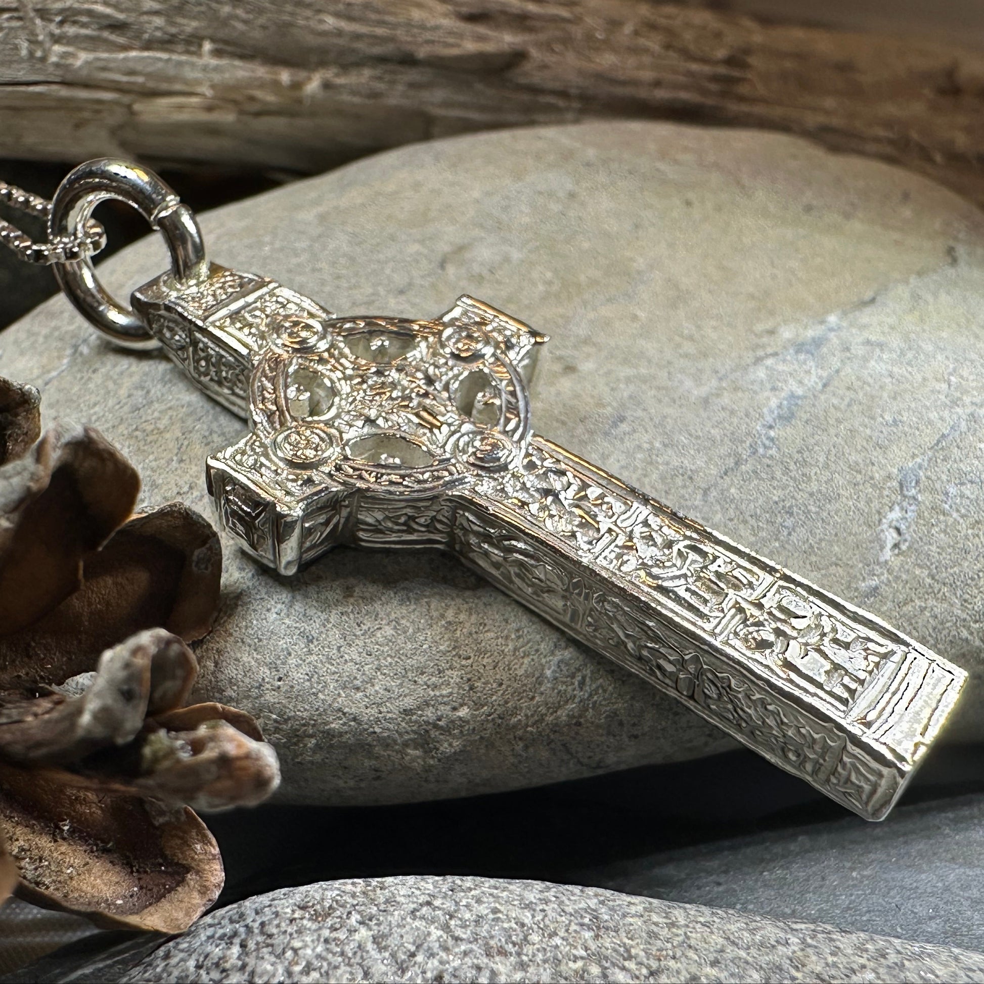 Artisan Irish Clonmacnoise Cross Necklace - Made in Ireland — view 14