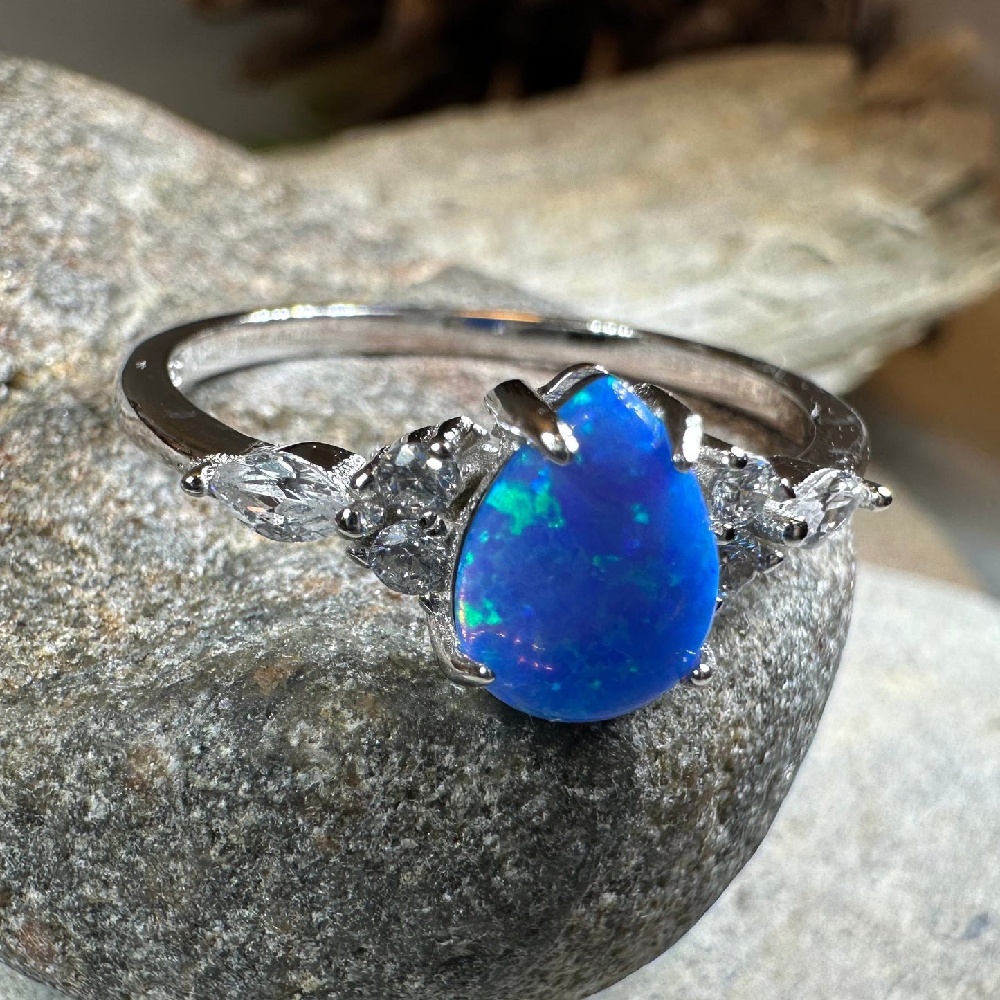 Allure Blue Fire Opal Ring
